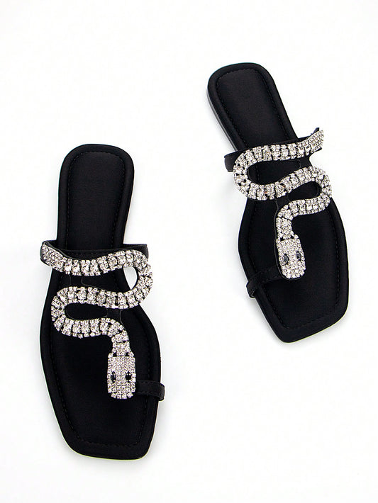 3D Crystal Snake Mule Sandals
