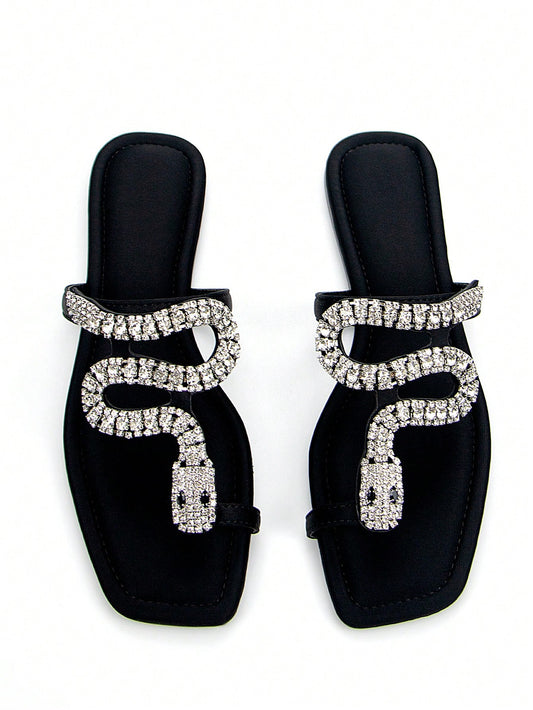 3D Crystal Snake Mule Sandals