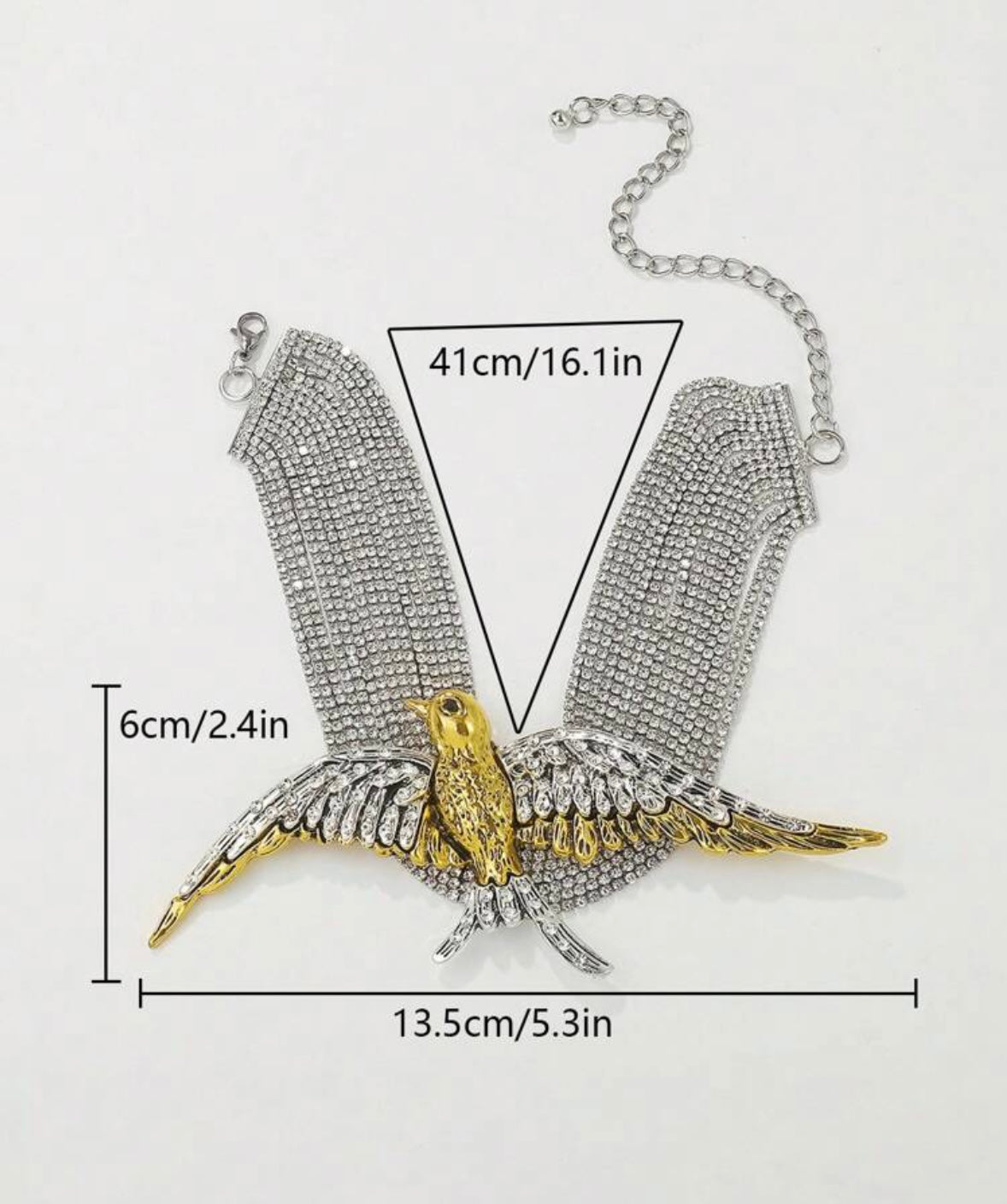 Rhinestone Flying Bird Necklace - Main Image