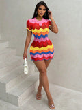 Herringbone Colorblock Knit Dress