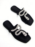 3D Crystal Snake Mule Sandals