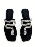 3D Crystal Snake Mule Sandals