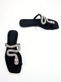 3D Crystal Snake Mule Sandals
